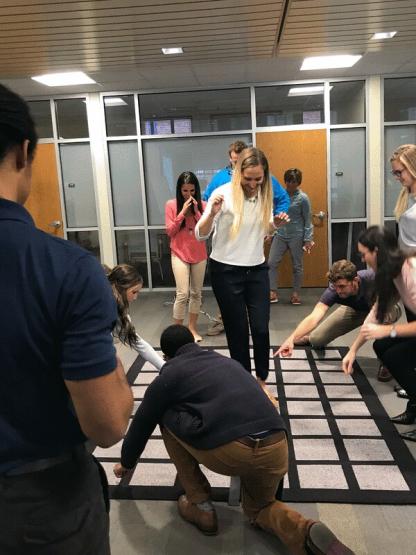 students team-building with electric mazes 