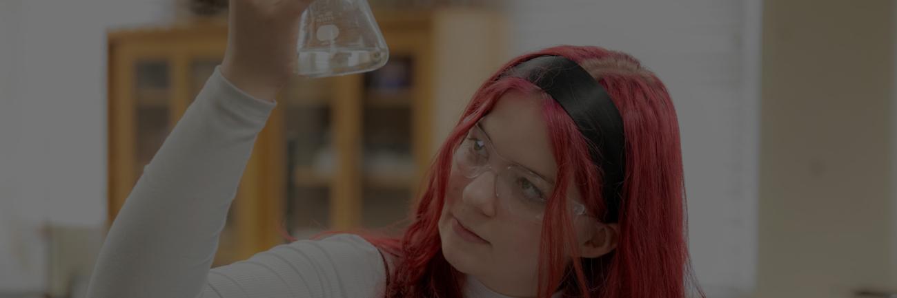 An Ohio University chemistry student in a lab