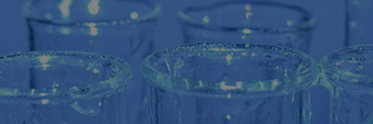 Chemistry beakers in a lab