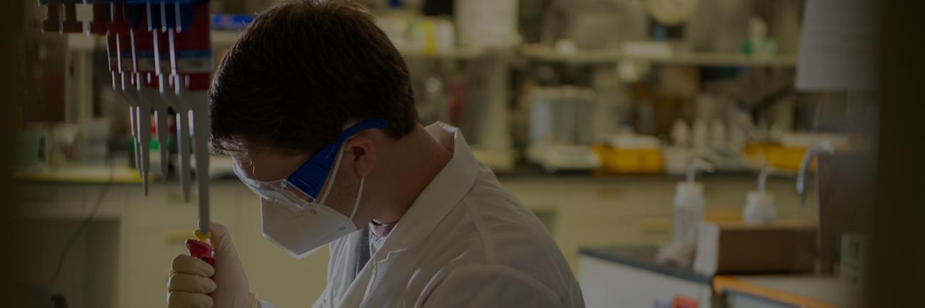 OHIO chemistry student Mason Myers in the lab