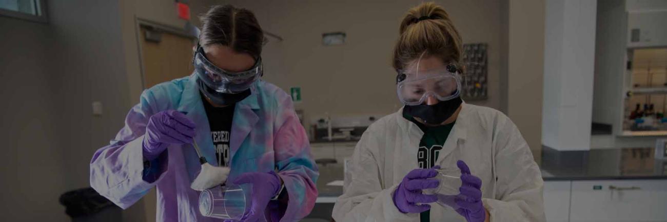 Ohio University chemistry students in a chemistry lab
