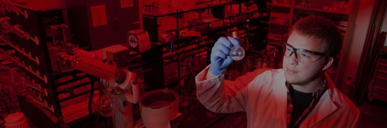 An Ohio University honors student in a chemistry lab 