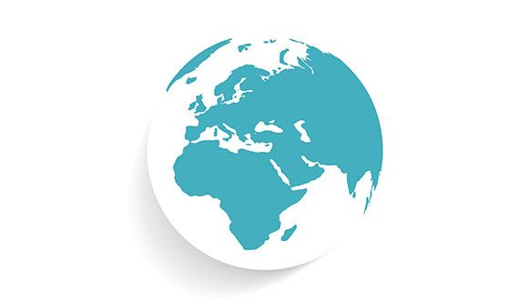 Globe highlighting Africa and Asia