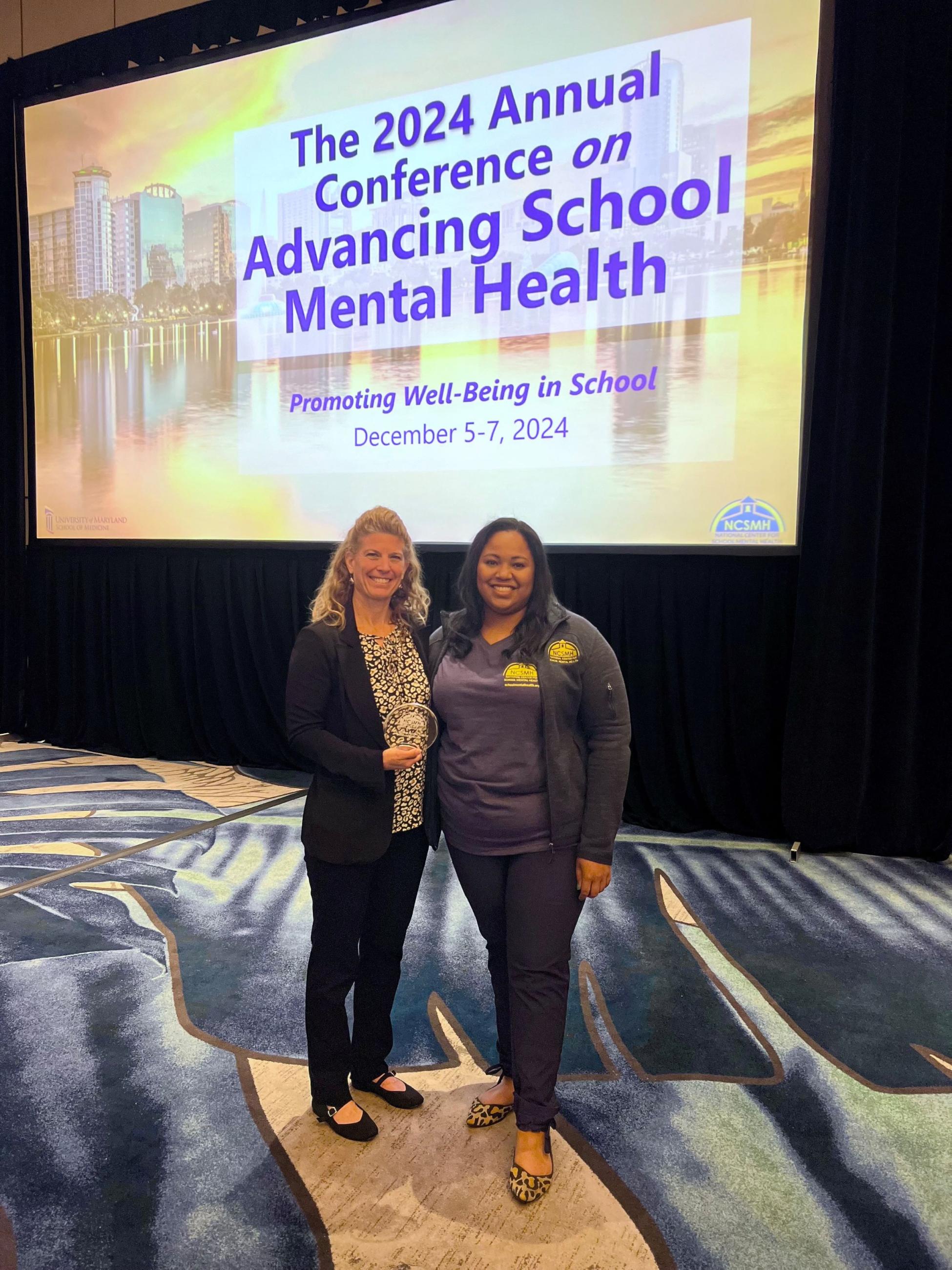 Dr. Julie Owens accepts the 2024 School Mental Health Research Award