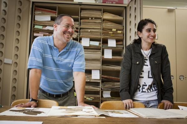 Harvey Ballard and Juliana De Paula Souza in the Floyd Bartley Herbarium