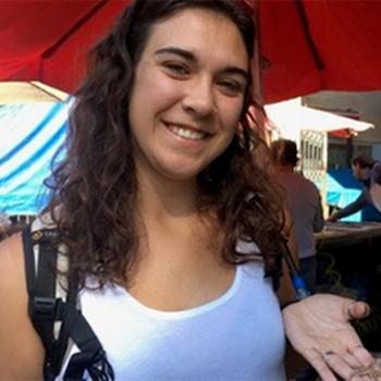 Breanna Oswald Wolfe holds a tiny starfish