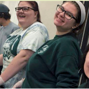 Students volunteering at a food kitchen