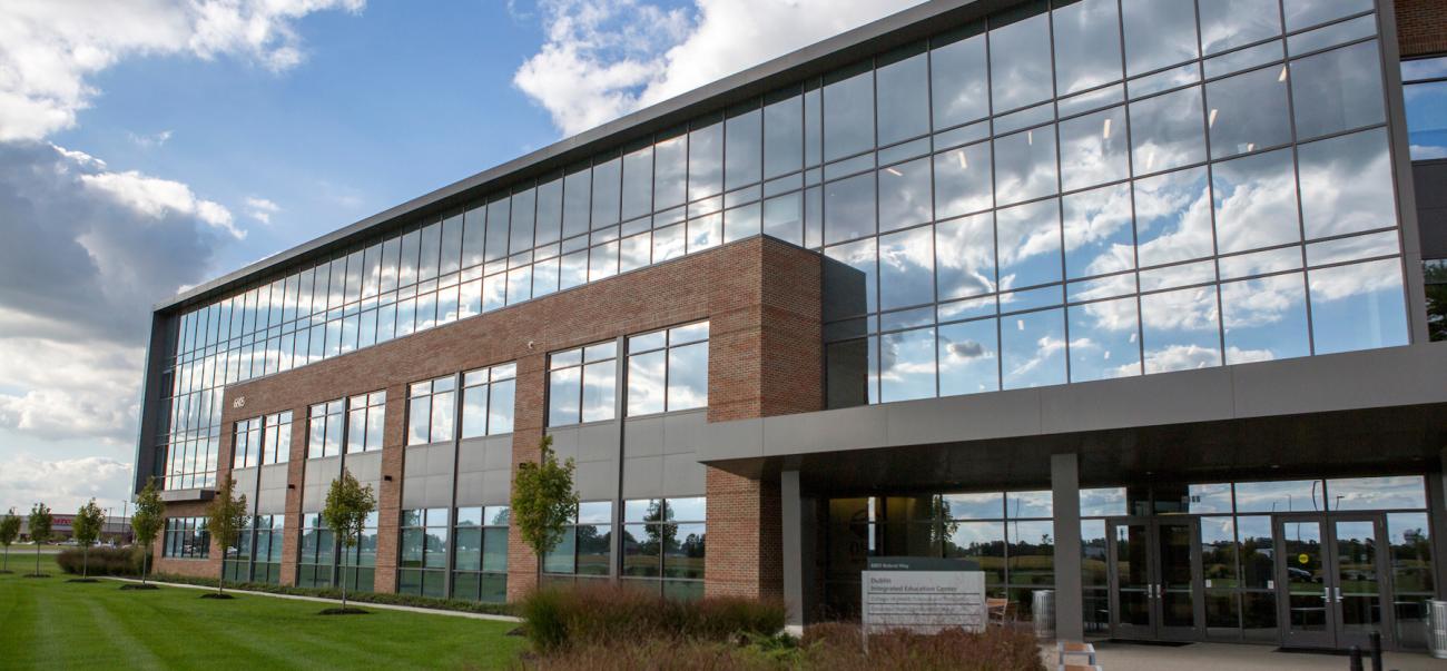 The front of the Dublin Integrated Education Center of Ohio University