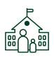 CDC - Child and parent in front of a school icon