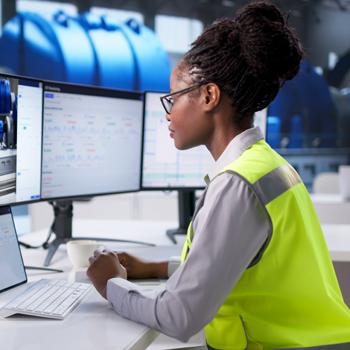 illustration of woman working on information systems