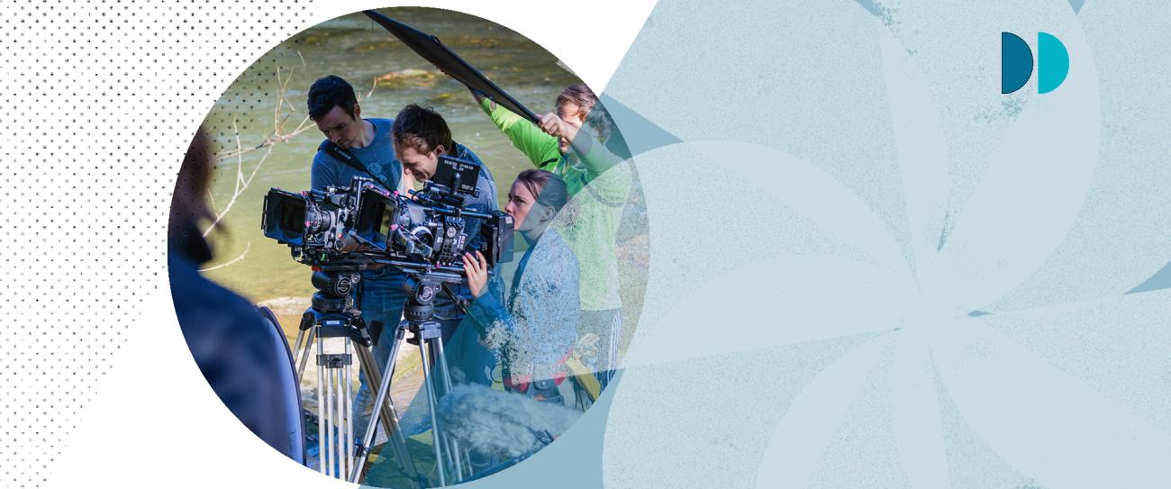 Student filmmakers on set