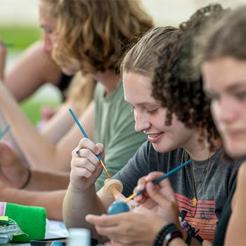 Students painting at Ohio University