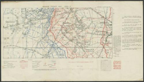 A World War I British brigade trench map