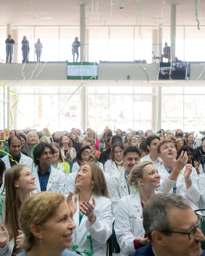 HCOM students celebrate OHF gift announcement.