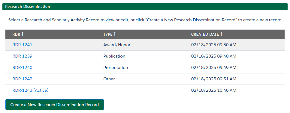 screenshot of research or scholarly activity dissemination record page