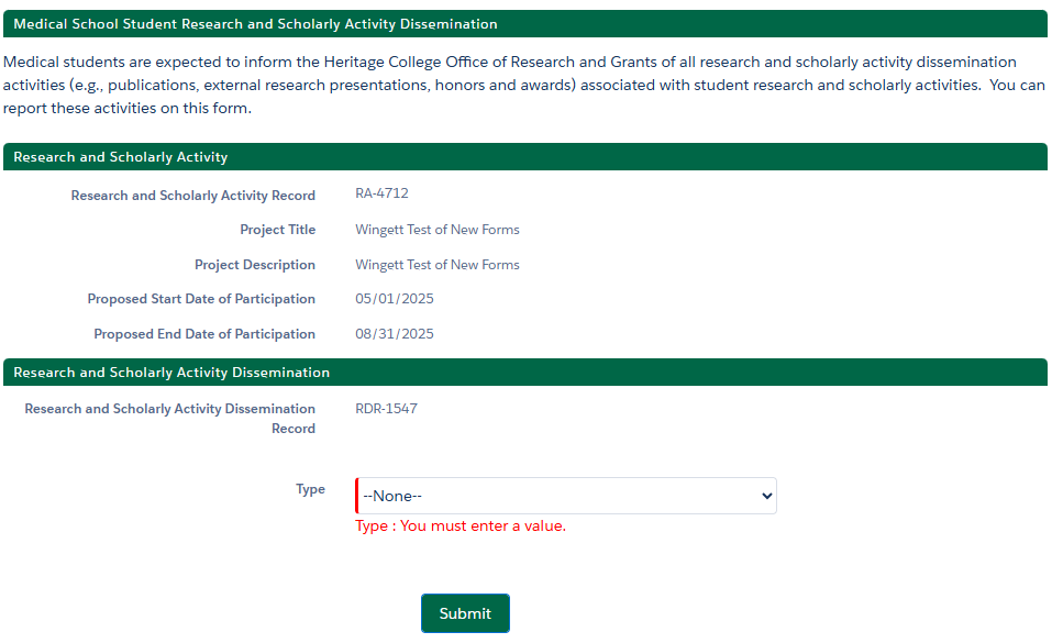 screenshot of research or scholarly activity dissemination record page
