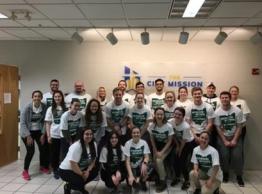 Students volunteering at City Mission on day of service