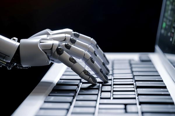 illustration of robot typing