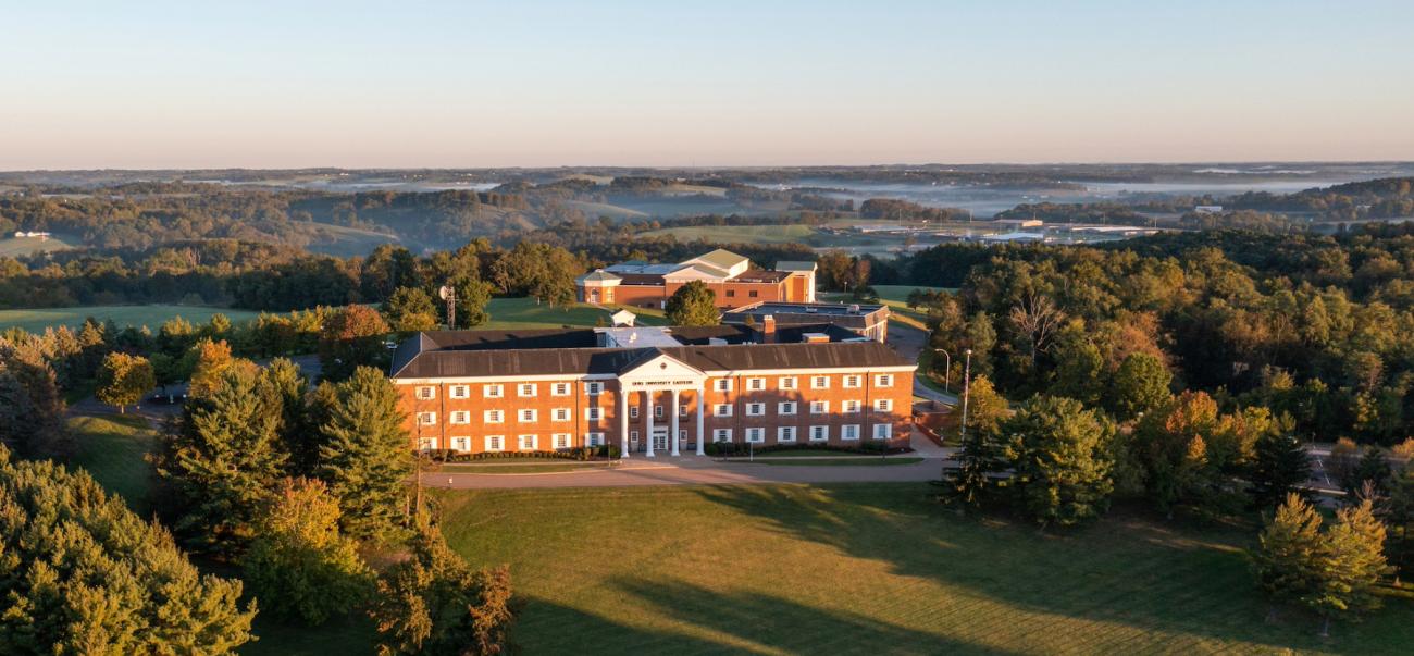 Ariel view of the Ohio University Eastern building and grounds