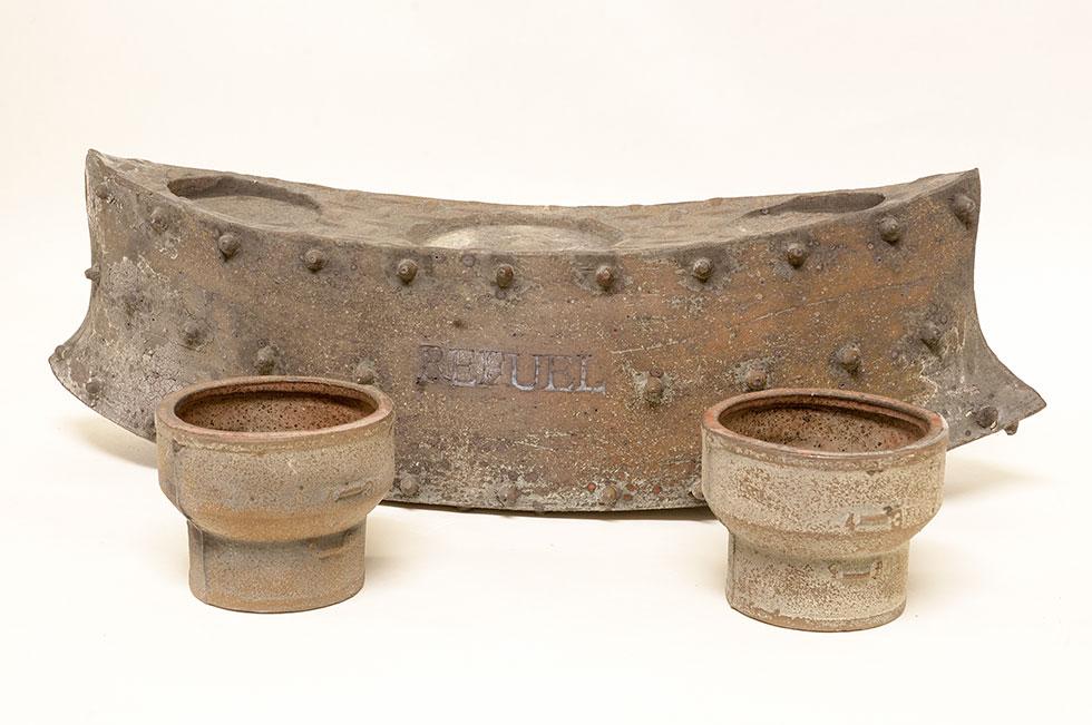 Tea Service, 1995, Matt Wilt, stoneware and glaze, 18.25 in. x 17.5 in. x 5.75 in. (46.4cm x 44.5cm x 14.6cm), 97.002.2. Gift of the artist.