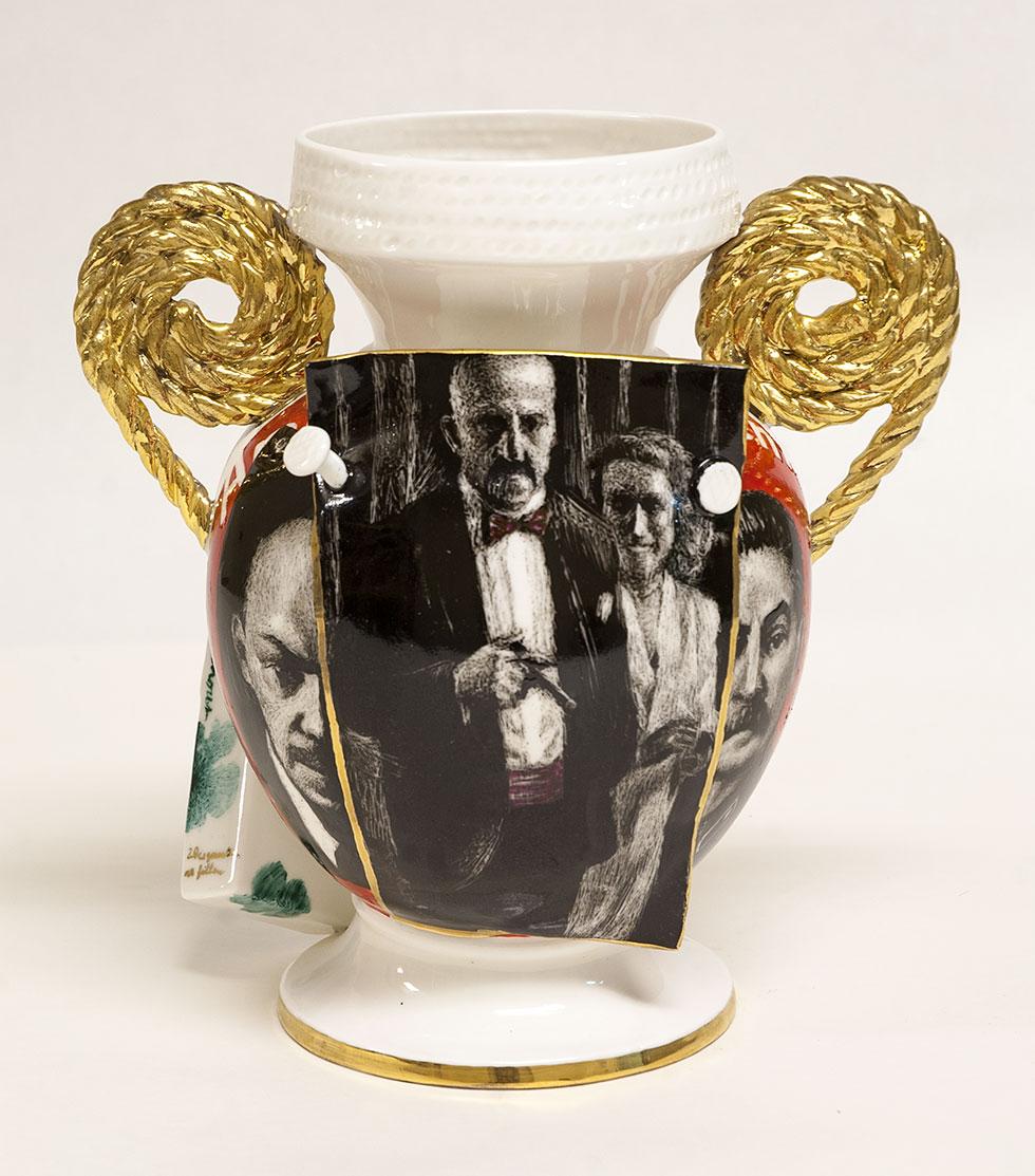 Renovation of 5000 Year Old Corded Ware Culture, 2011, Juris Bergins, porcelain and glazes, 9 in. x 8.5 in. x 6.5 in. (22.9cm x 21.6cm x 16.5cm), 2012.05.01.