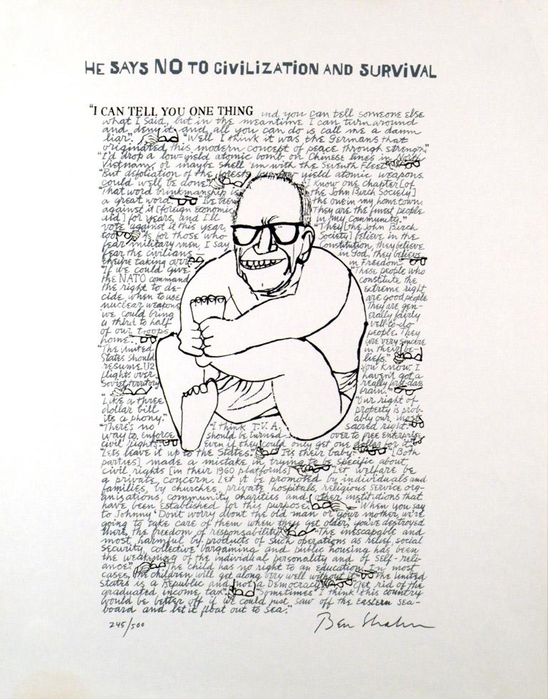 Goldwater (Johnson campaign poster), 1964,  Ben Shahn (American, 1898-1969),  serigraph 28” x 22” (71cm x 55.8cm),  KMA 98.007.5
