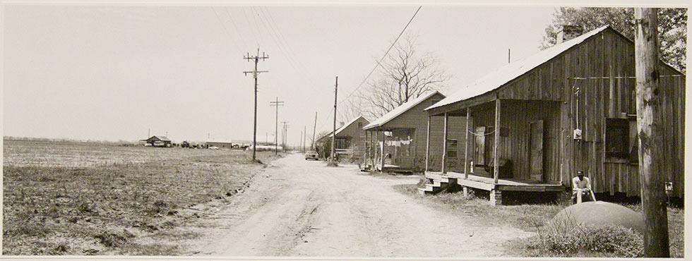 Can Fields, Shacks Near Port Alan, River Road, 1984, A. J. Meek, gelatin silver, 12 x 18 in. (30.5 x 61cm), 84.057.i4. Gift of the artist.