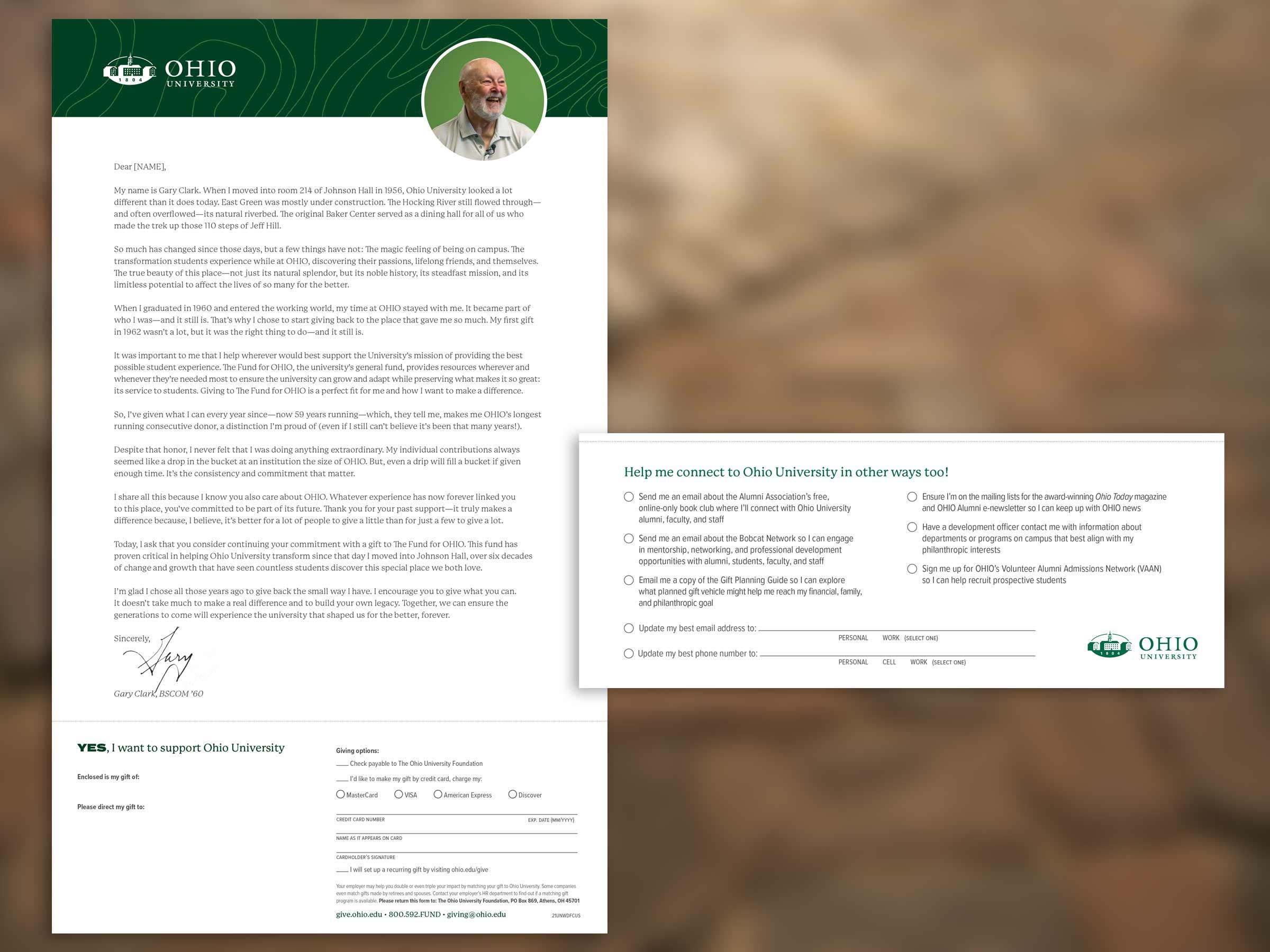 Letter and return form for Give Like Gary fundraising campaign