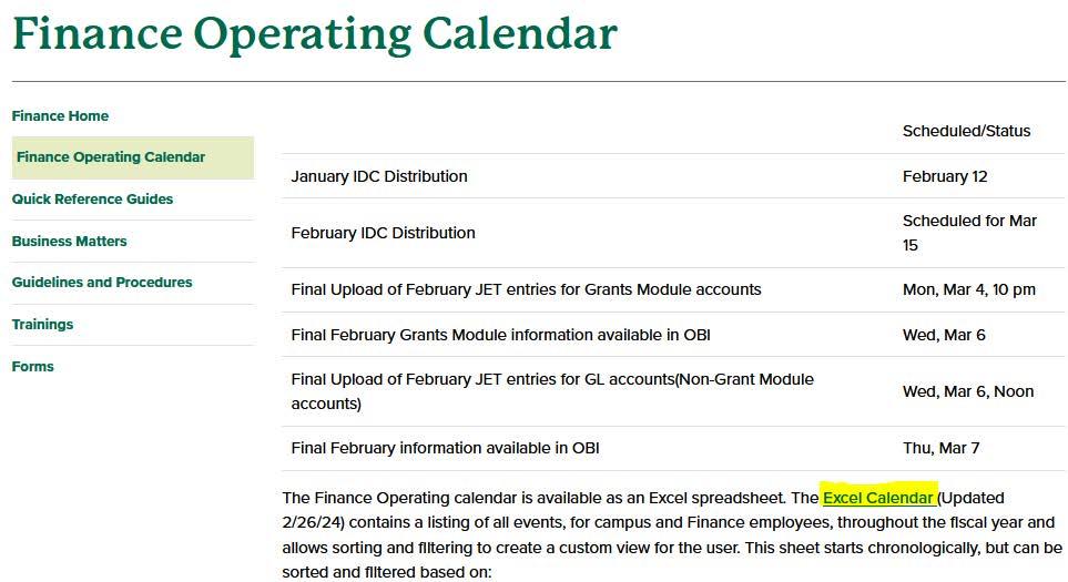 Fiscal Year-End Calendar