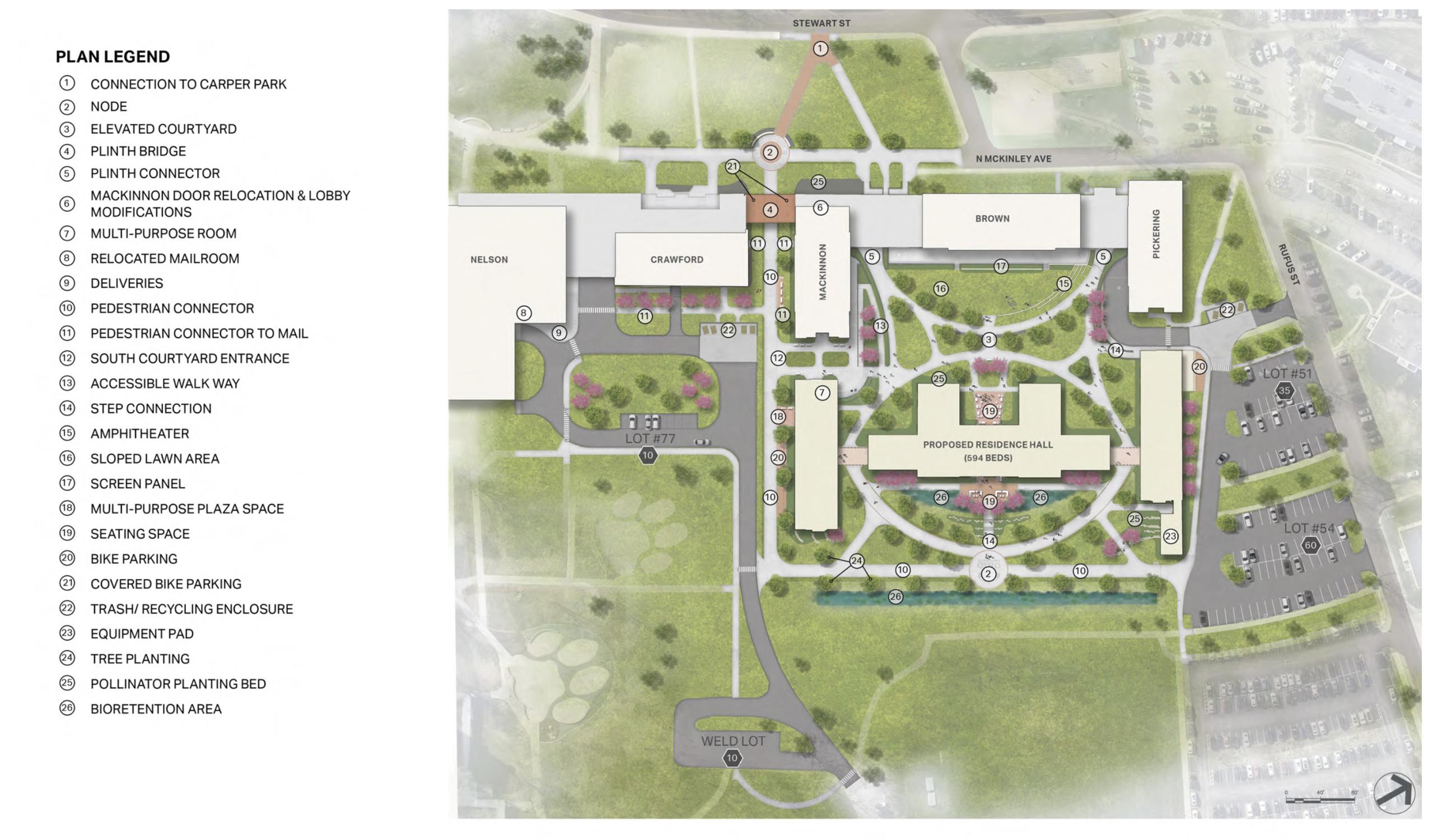 Rendering of the Housing master plan site plan including a map of the proposed plan