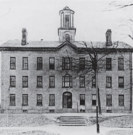 Cutler Hall in black and white