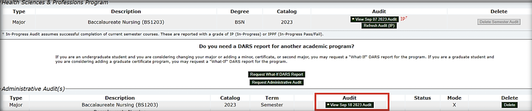 DARS landing page