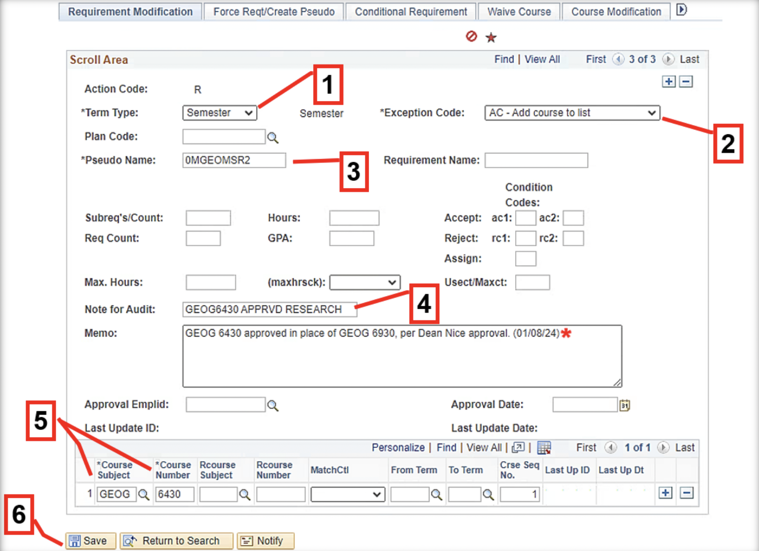 PS – DARS Exceptions > Requirement Modification: AC Instructions