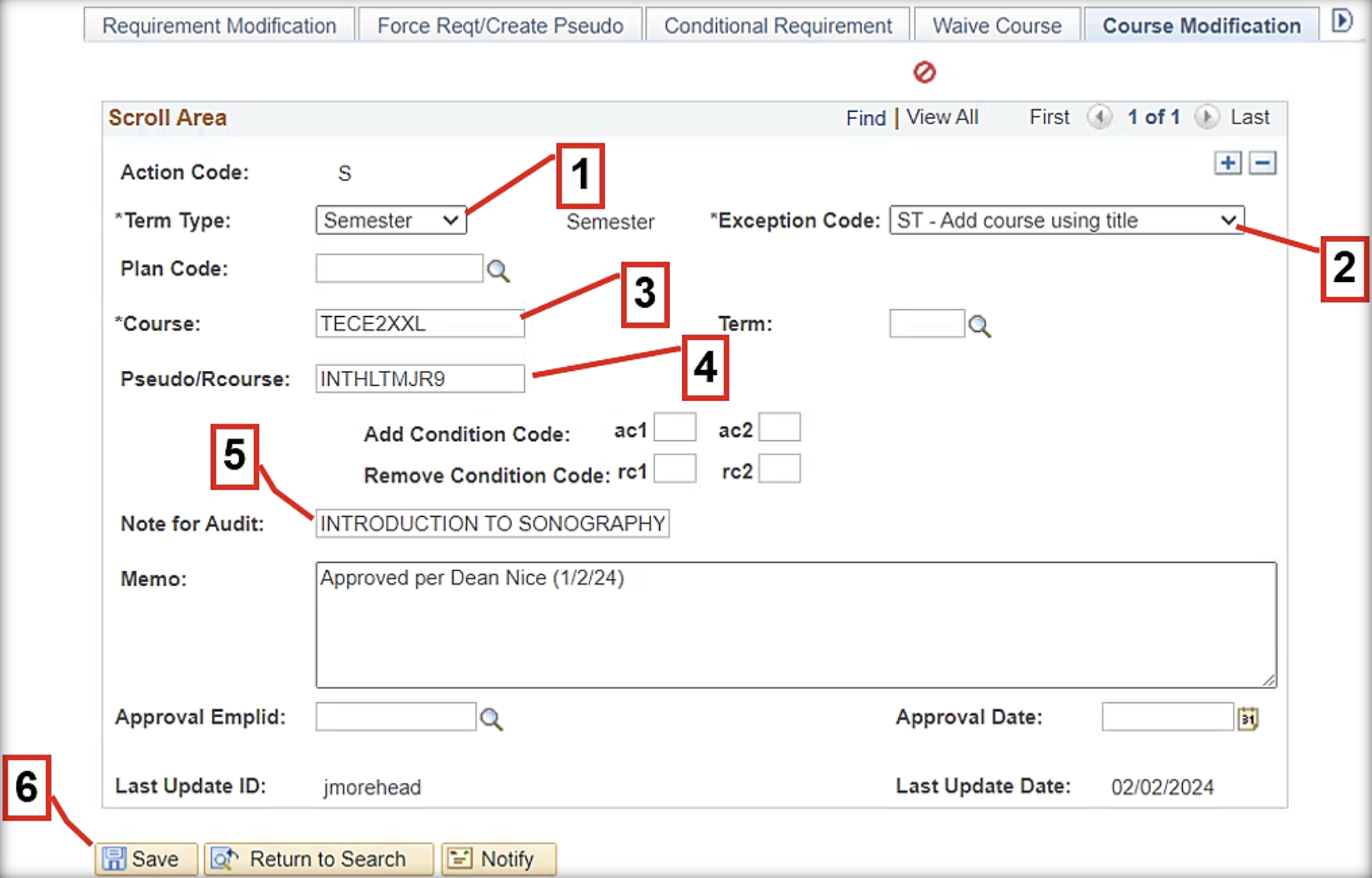 PS – DARS Exceptions > Course Modification: ST Instructions