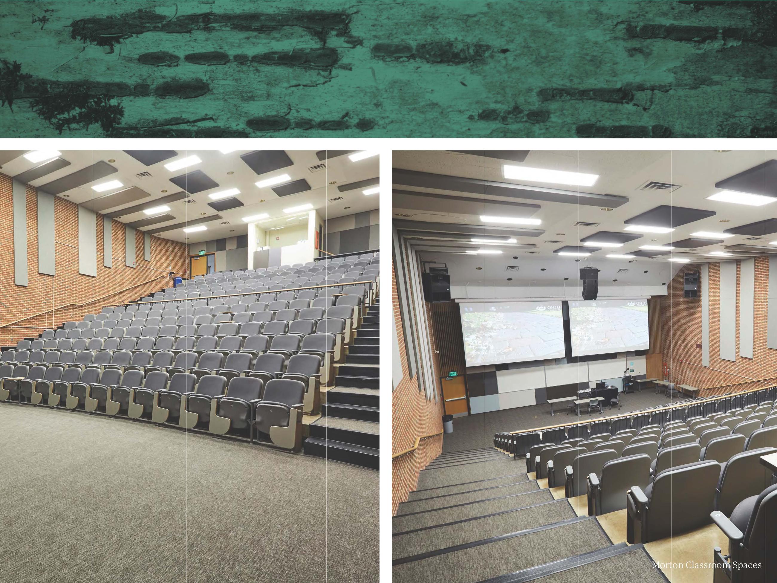 two images of Morton classrooms. The first is a view from the front of the classroom and the other is from the back of the classroom