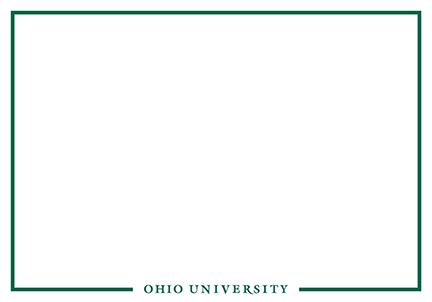 A white card with a green border and Ohio University written in green at the bottom of the card
