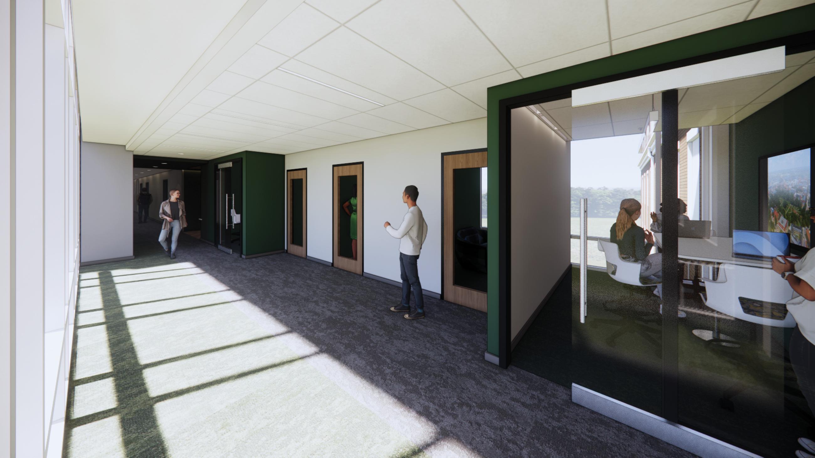 Corridor connecting buildings.