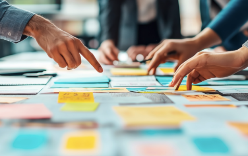 Hands Point to Post-its Image