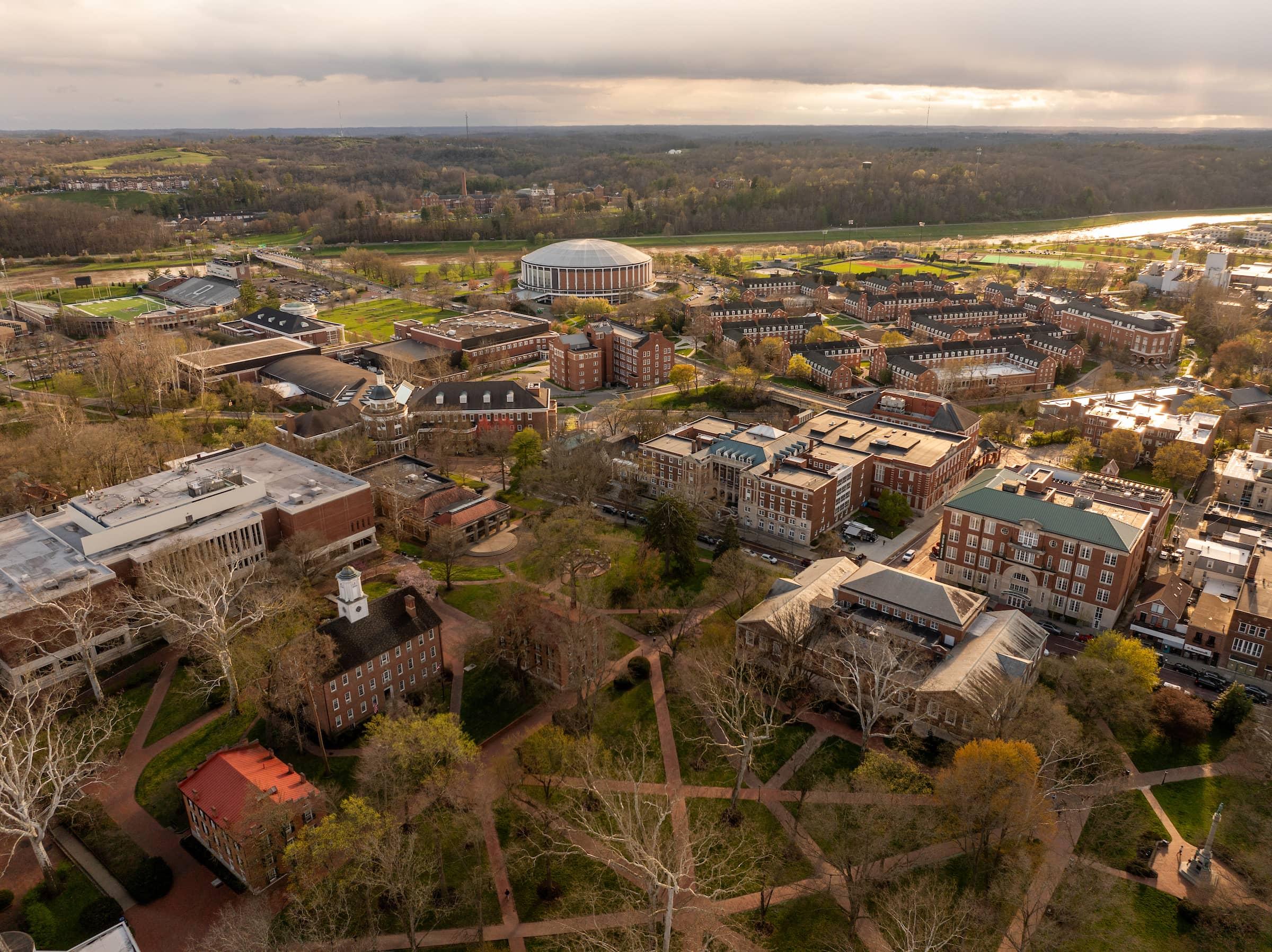 Aerial view of Ohio University's Athens Campus