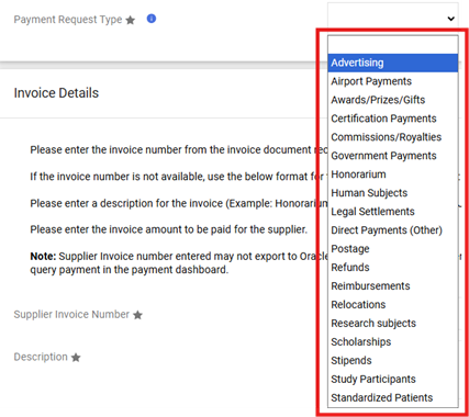 PR Types Drop-Down