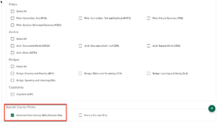 Screenshot within Course Offerings app showing where to select "ACL Courses Only"