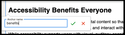 screenshot of anchor link text