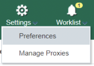 Preferences Menu