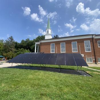 An image of the solar PV array on the front lawn of the Ecohouse 