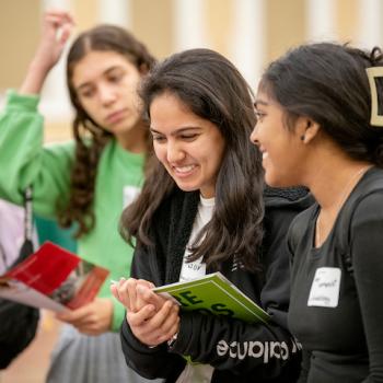 image of female students at the graduate fair 